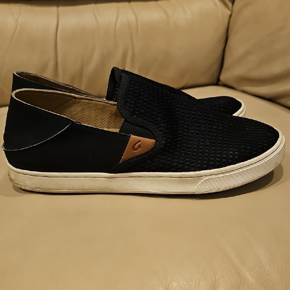 OluKai Black Slip-On Loafers - Picture 3 of 5